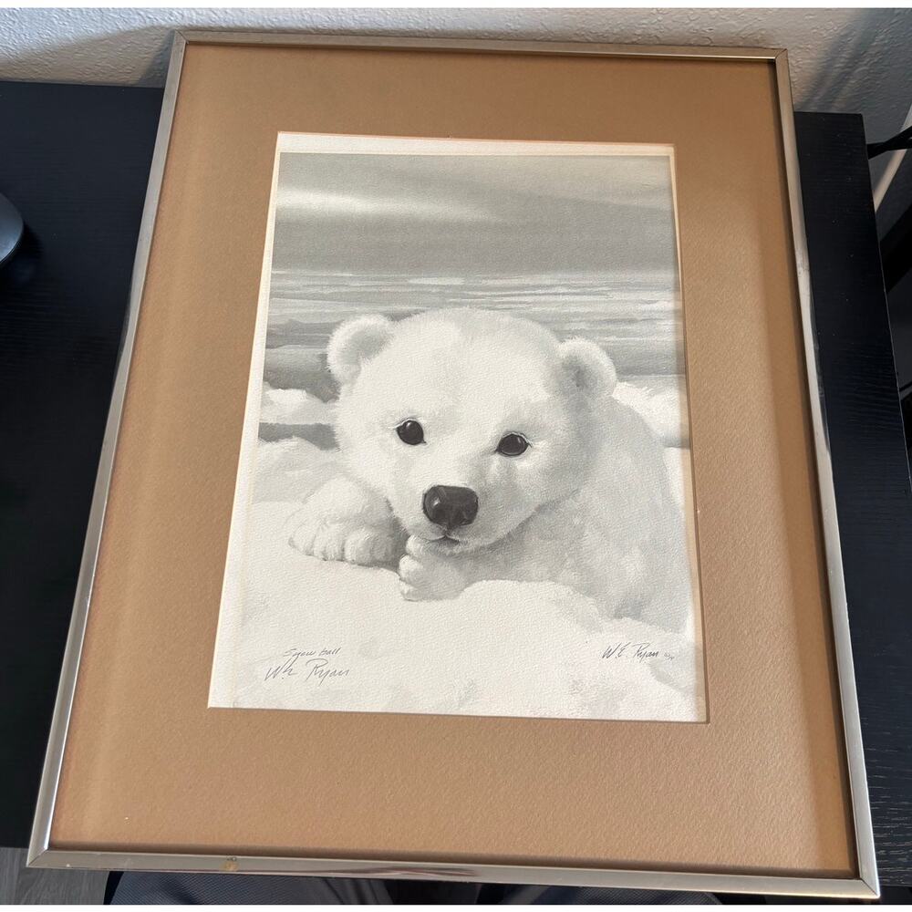 Framed William E. Ryan WE Signed Autograph Snowball Print 20.5" x 16.5”
